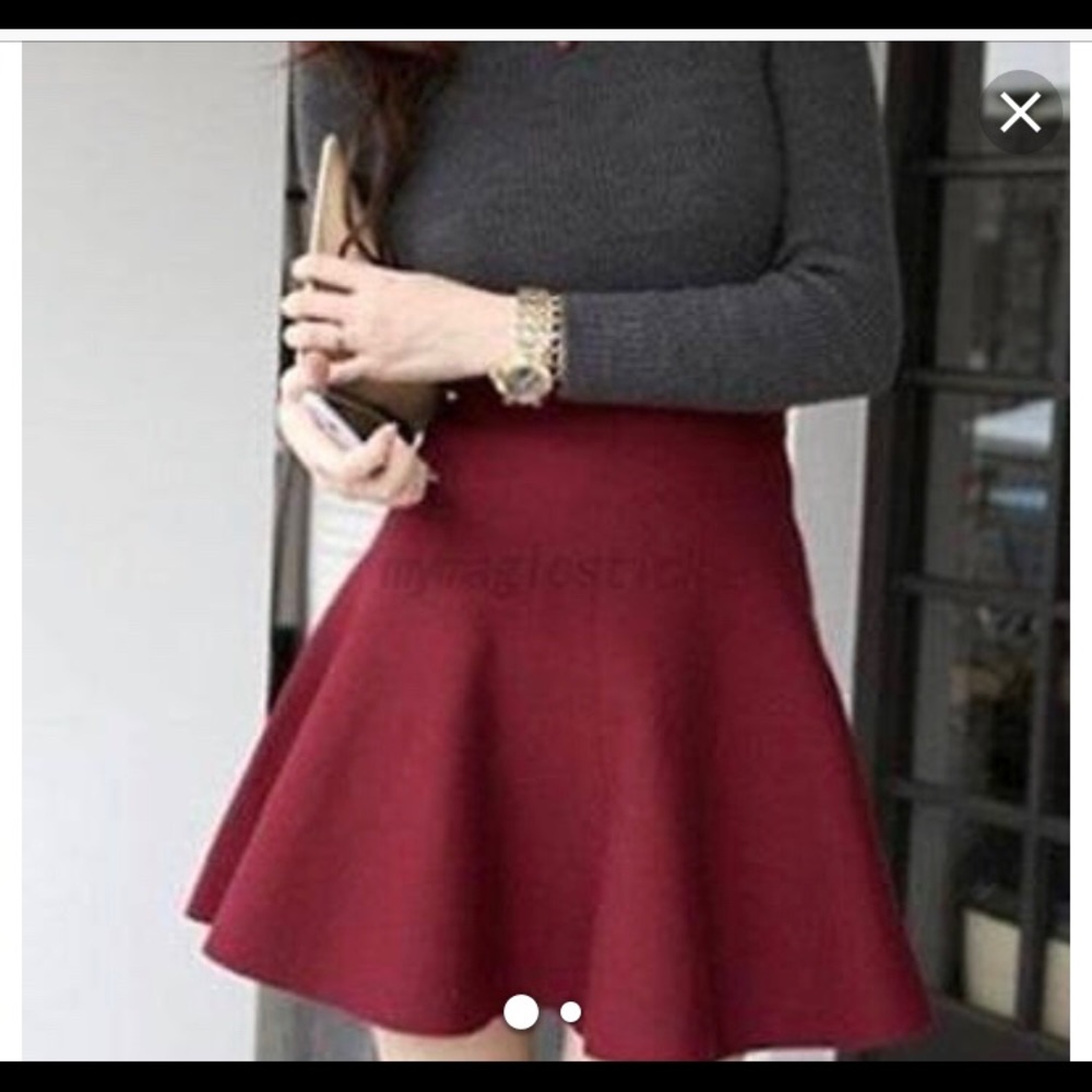 Zara red knit mini skirt